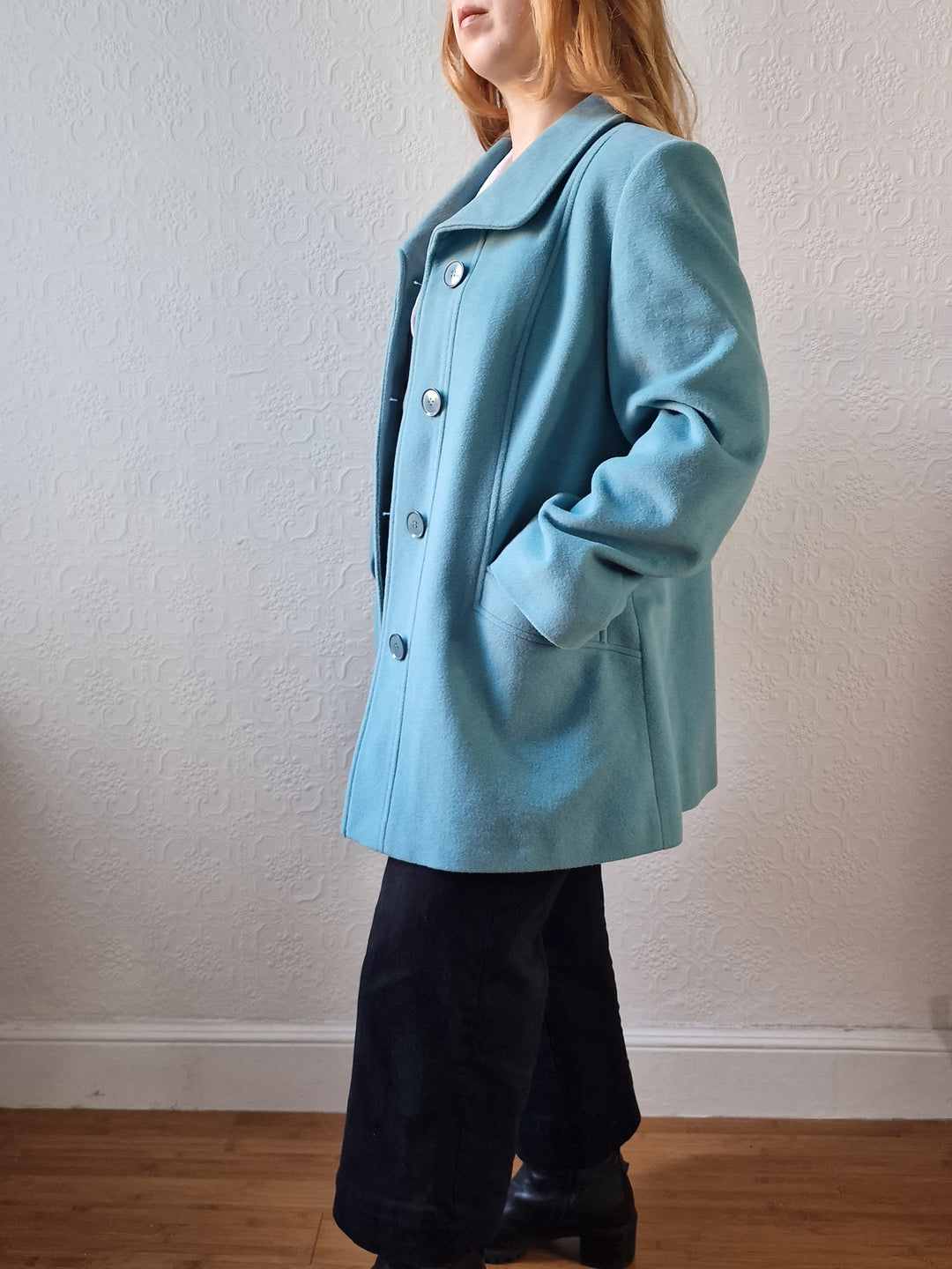 Preloved Blue Single Breasted Wool & Cashmere Coat - M/L