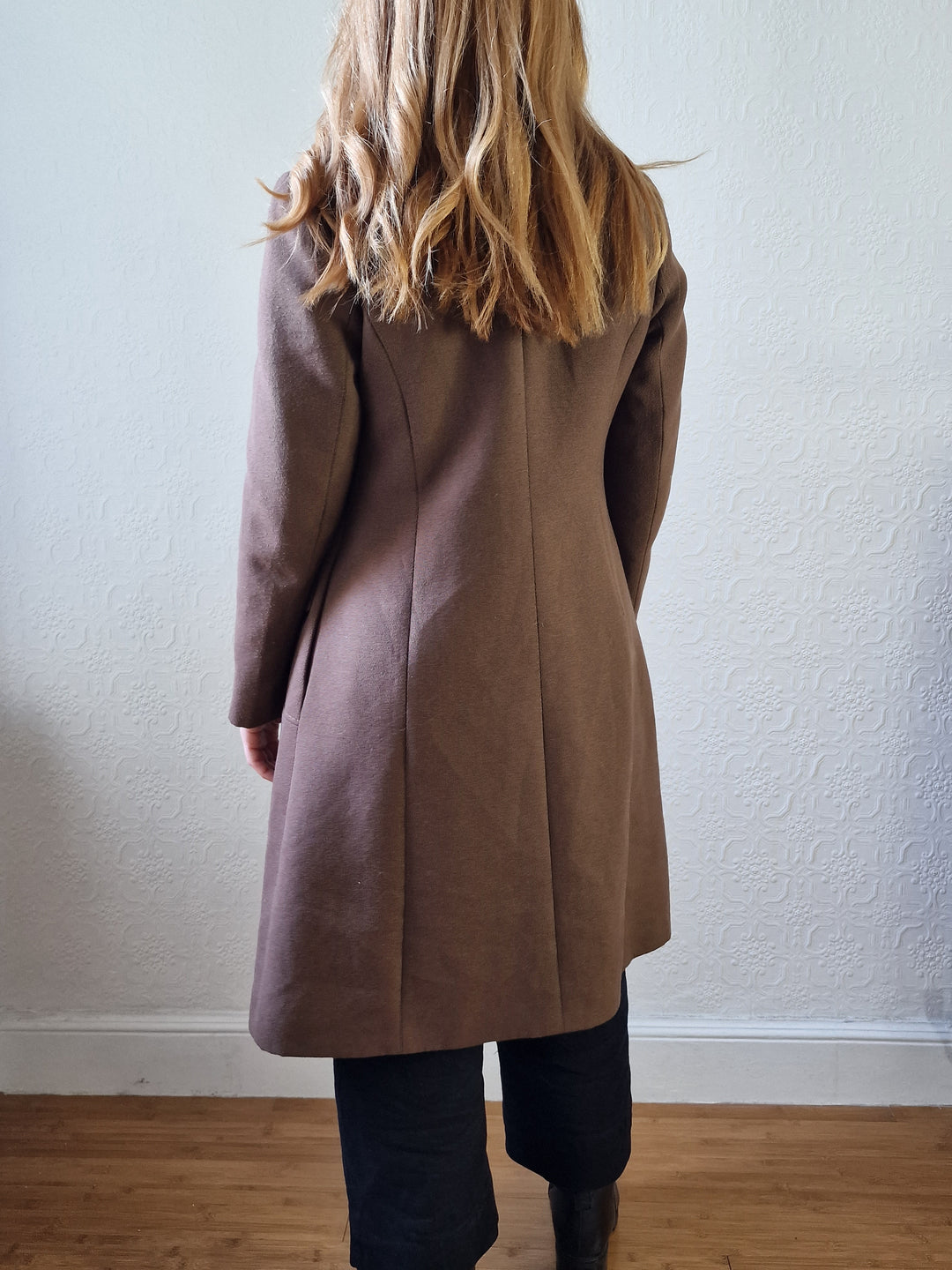 Vintage 70s Brown Wool Single Breasted Coat - XS