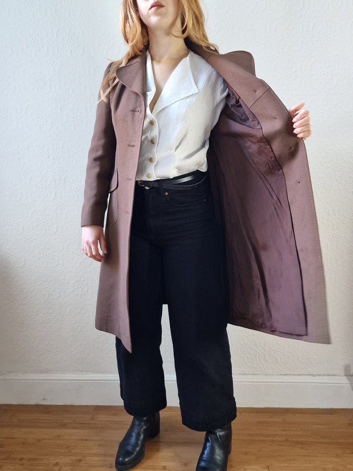 Vintage 70s Brown Wool Single Breasted Coat - XS