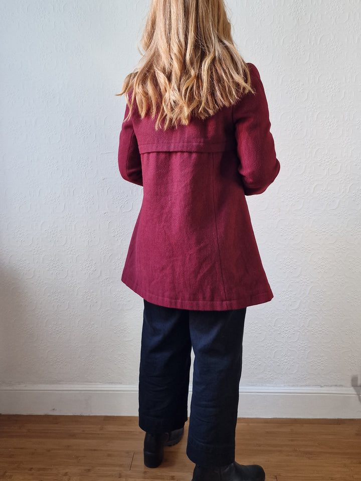 Vintage Burgundy Wool Double Breasted Short Coat - XS/S