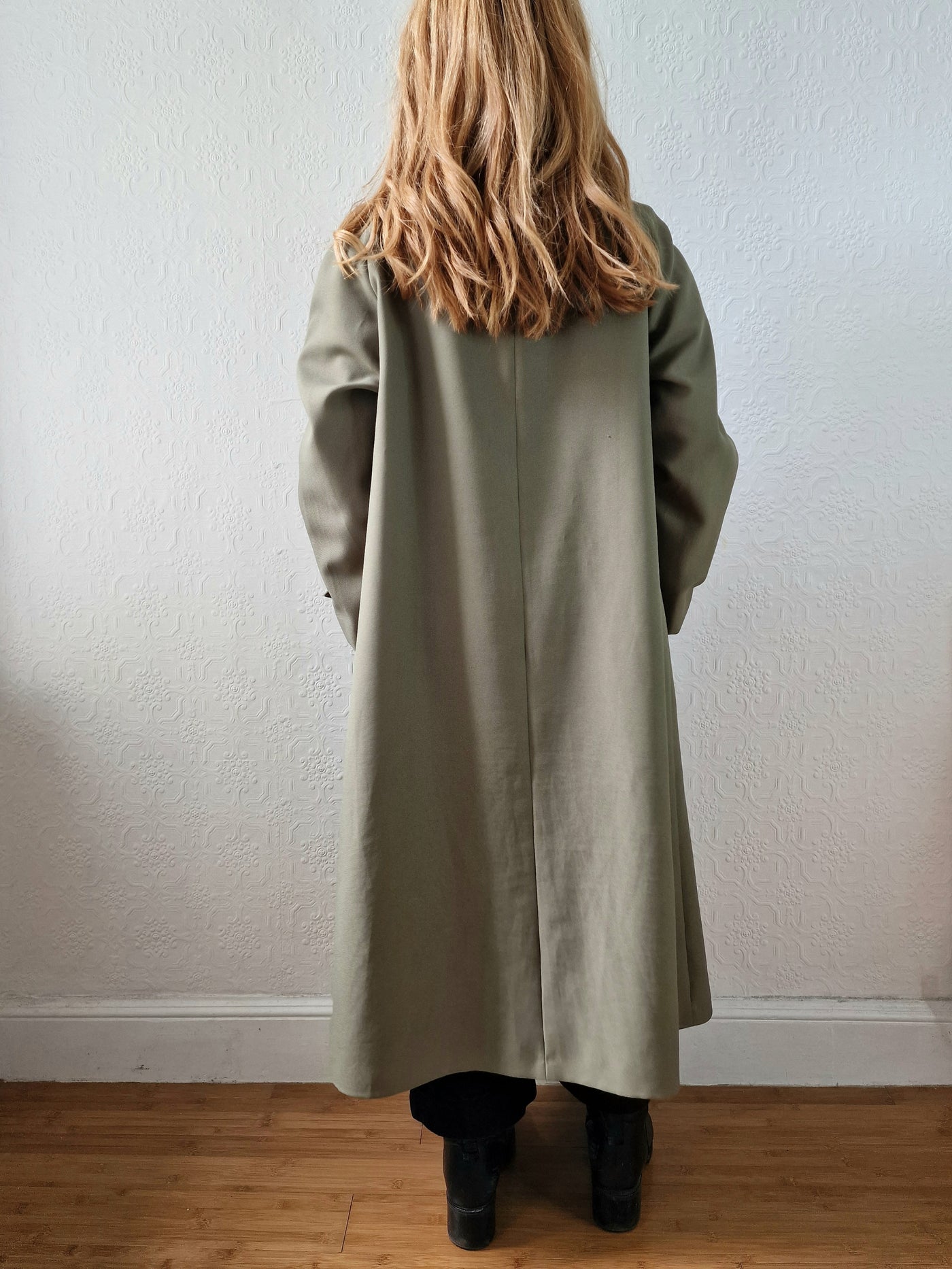 Vintage Khaki Green Single Breasted Trench Coat - M