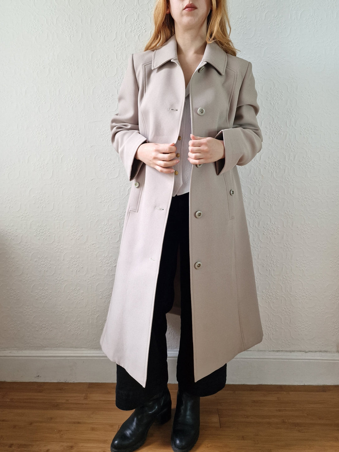 Vintage Light Beige Single Breasted Trench Coat - S/M