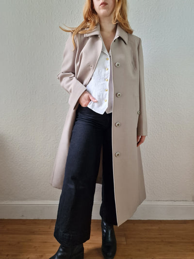 Vintage Light Beige Single Breasted Trench Coat - S/M