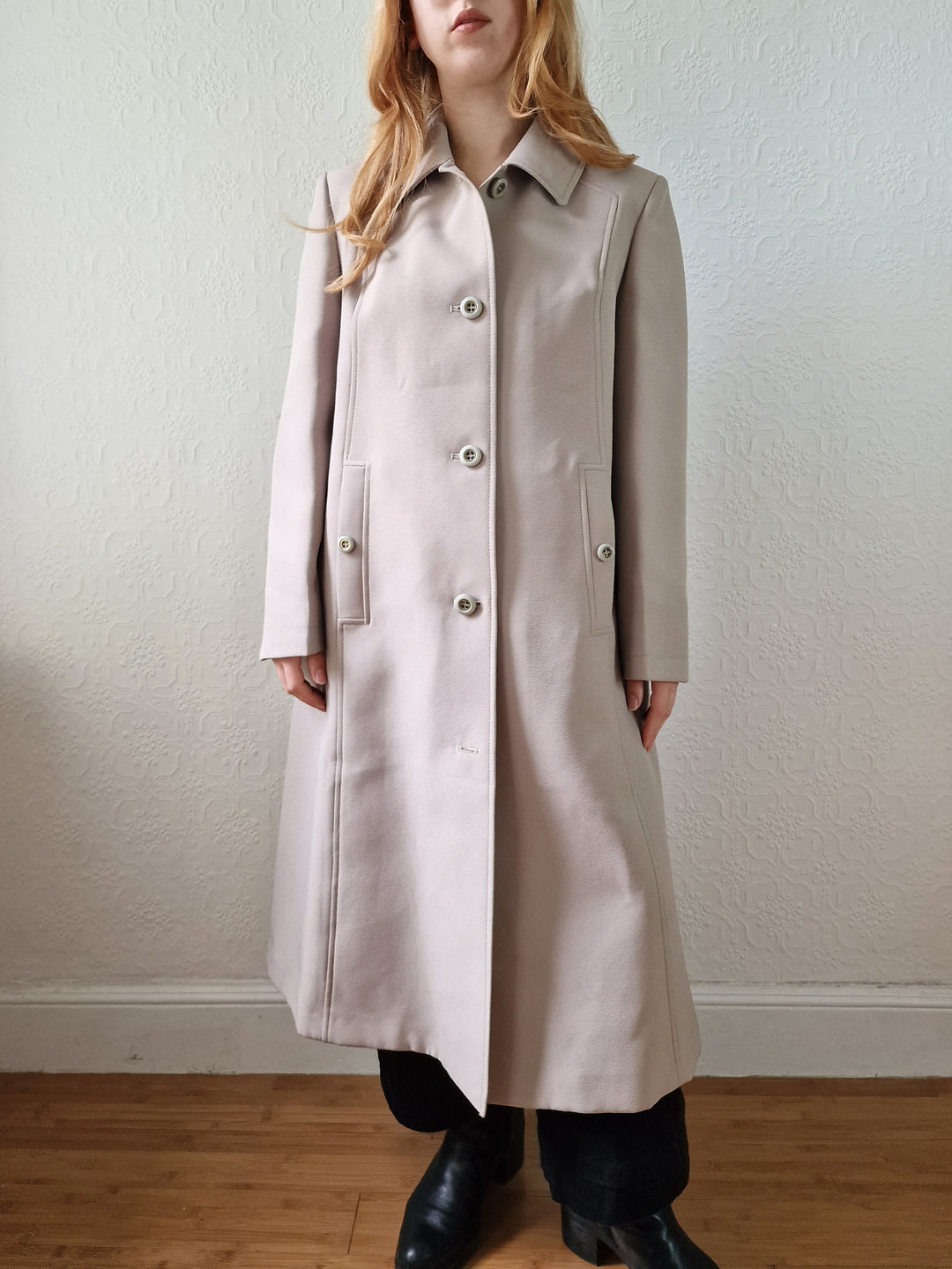 Vintage Light Beige Single Breasted Trench Coat - S/M