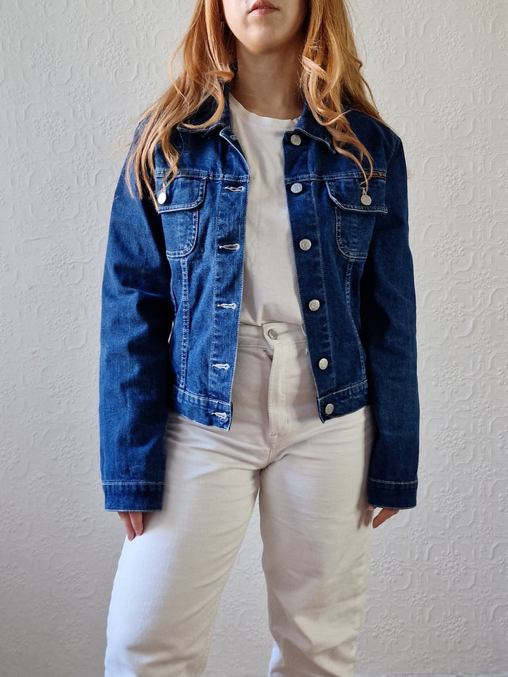 Vintage 90s Dark Blue Short Denim Jacket - XS/S