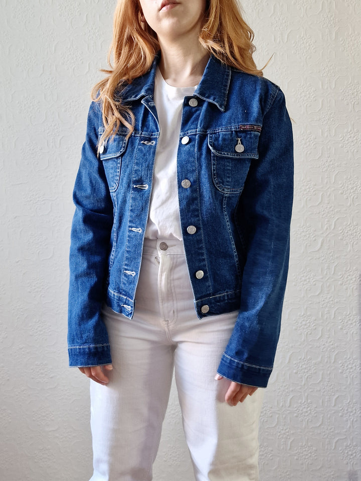 Vintage 90s Dark Blue Short Denim Jacket - XS/S