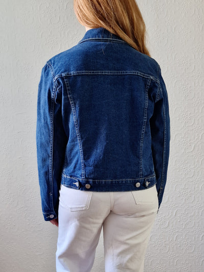 Vintage 90s Dark Blue Short Denim Jacket - XS/S
