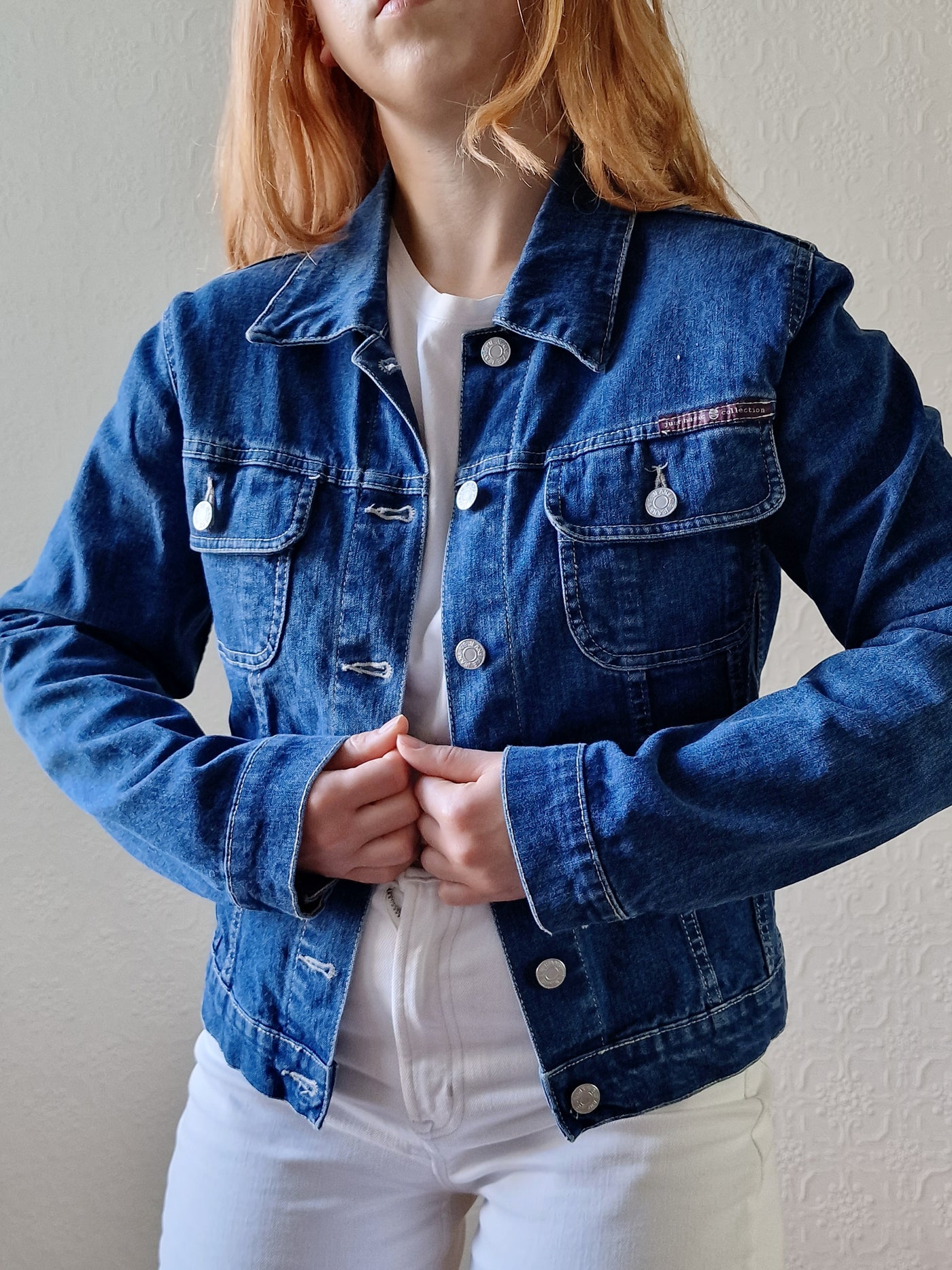 Vintage 90s Dark Blue Short Denim Jacket - XS/S