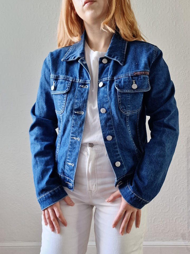 Vintage 90s Dark Blue Short Denim Jacket - XS/S