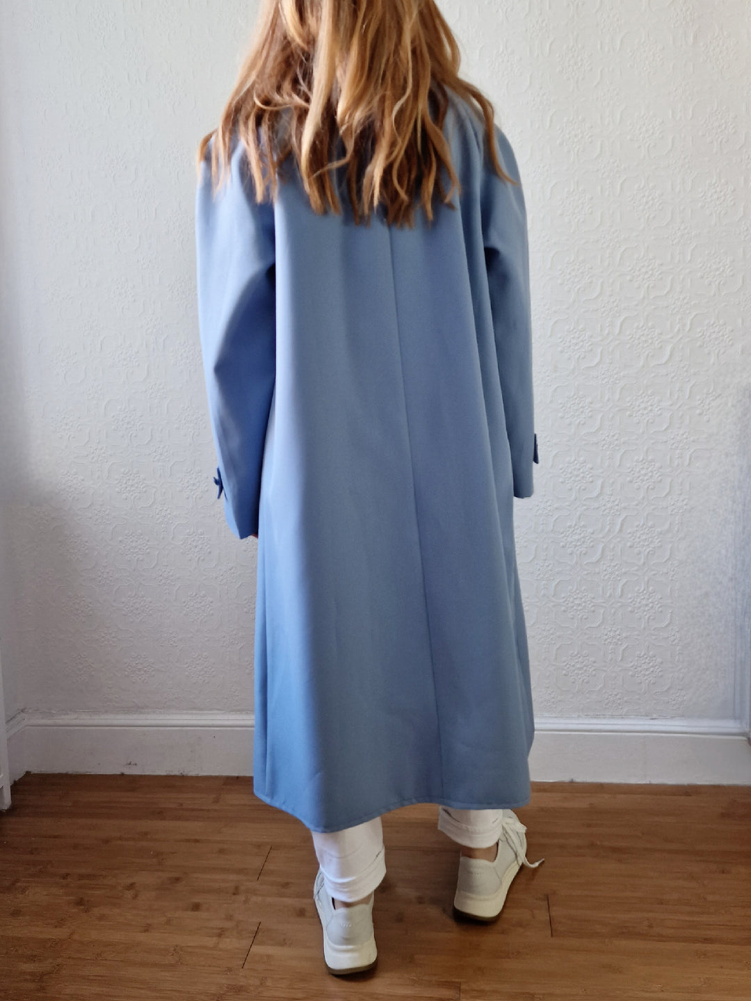 Vintage Light Blue Single Breasted Trench Coat - M/L