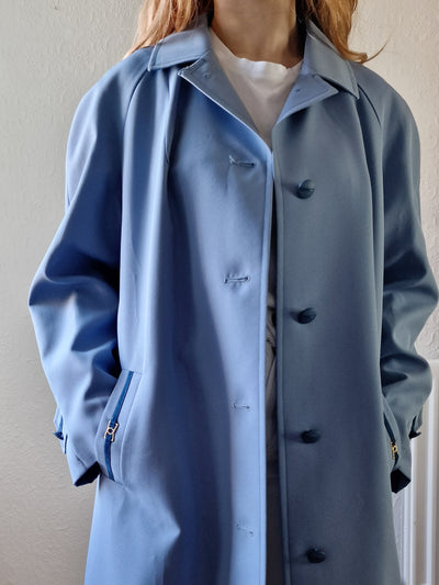 Vintage Light Blue Single Breasted Trench Coat - M/L