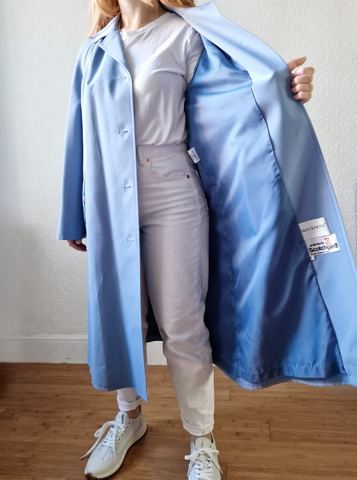 Vintage Light Blue Single Breasted Trench Coat - M/L