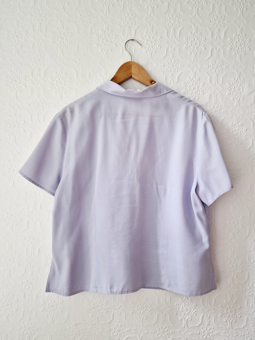 Vintage 90s Lilac Purple Button Down Half Sleeve Blouse - M/L