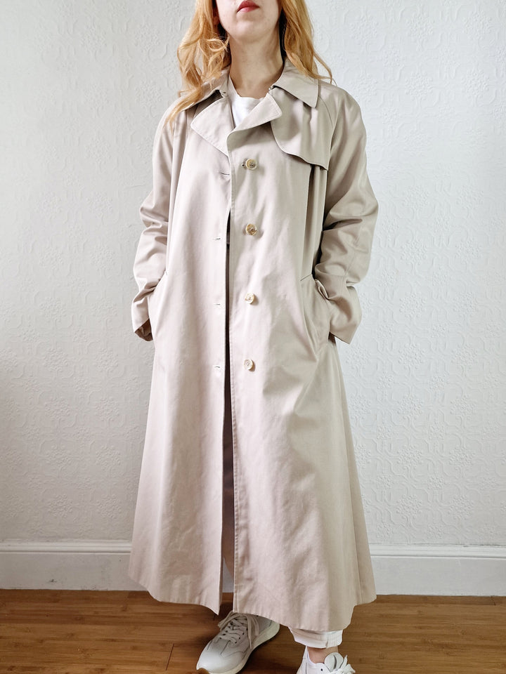 Vintage Light Beige Single Breasted Trench Coat - M/L