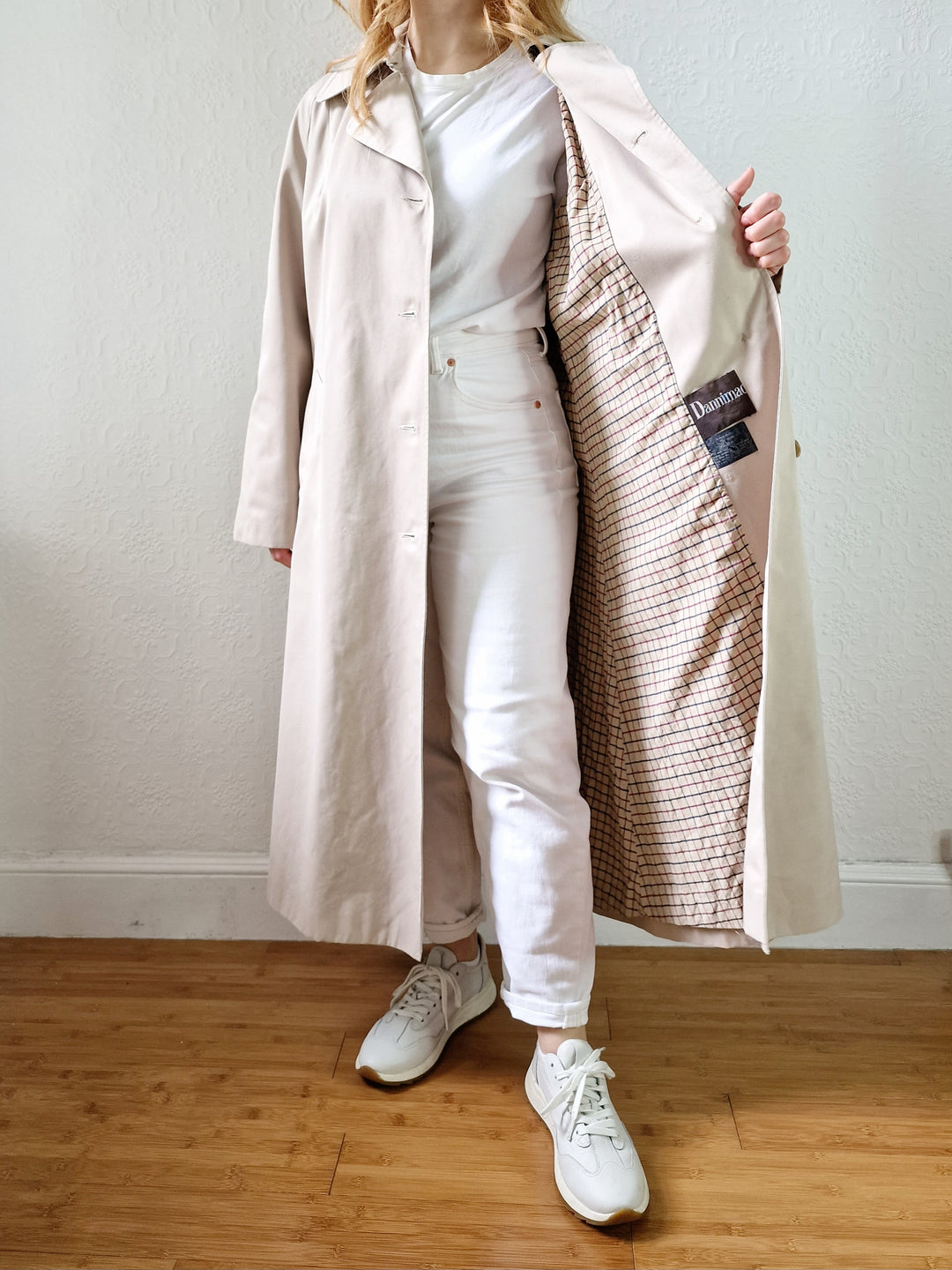 Vintage Light Beige Single Breasted Trench Coat - M/L