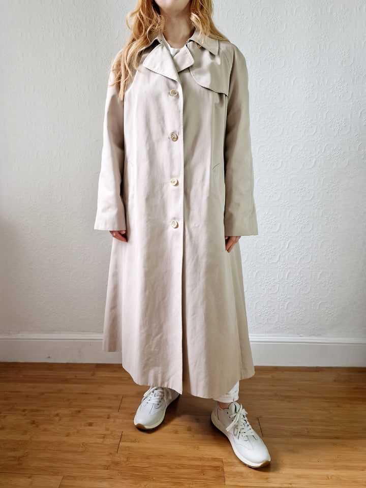 Vintage Light Beige Single Breasted Trench Coat - M/L