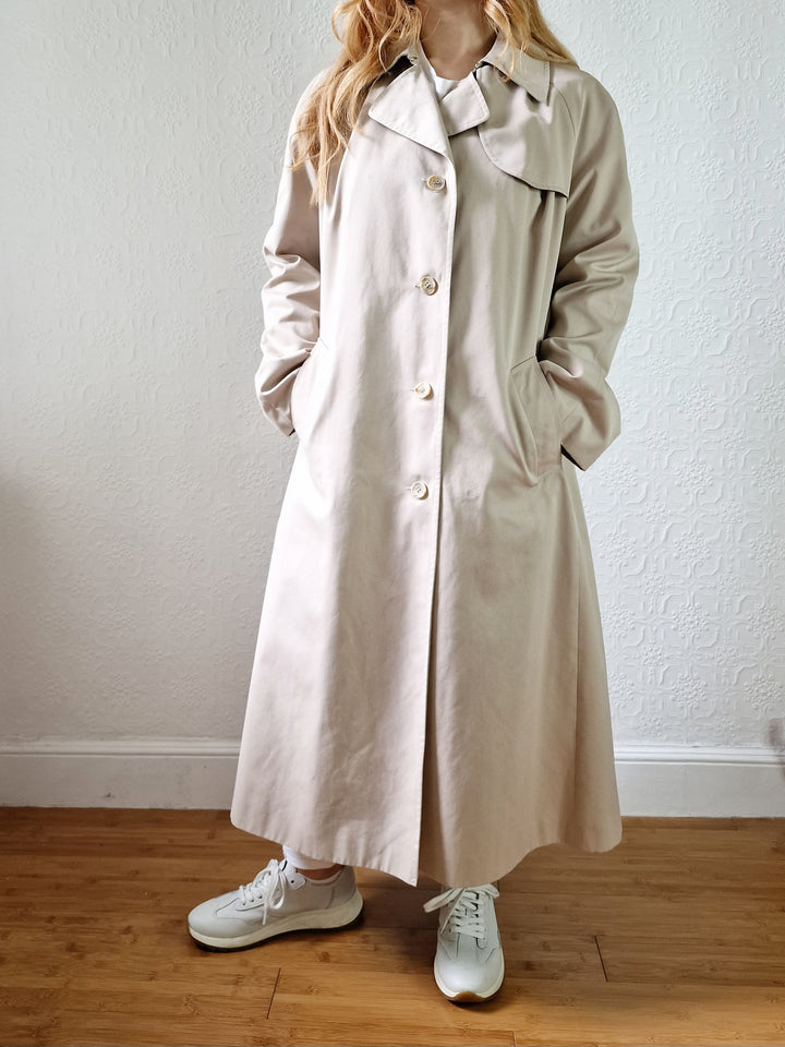 Vintage Light Beige Single Breasted Trench Coat - M/L