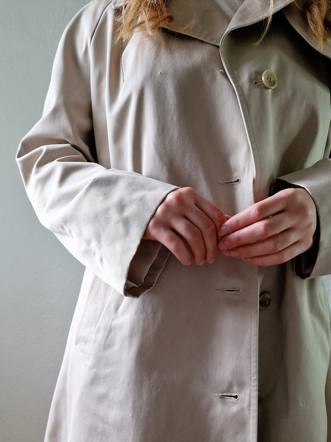 Vintage Light Beige Single Breasted Trench Coat - M/L