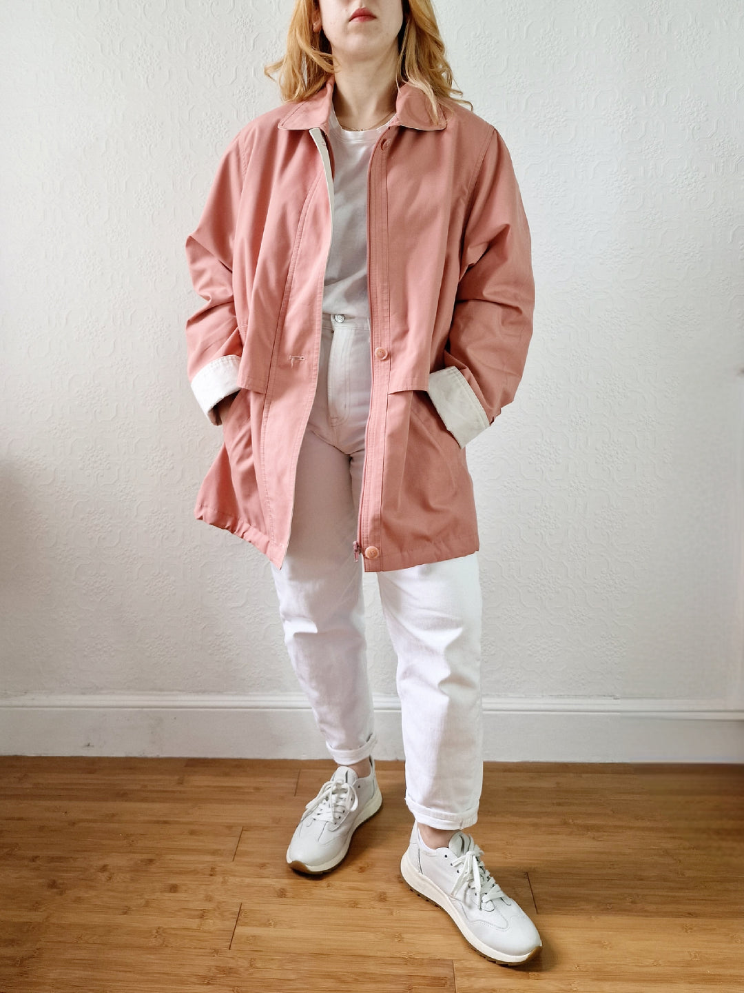 Vintage 80s Dusty Pink Lightweight Parka Style Jacket - M