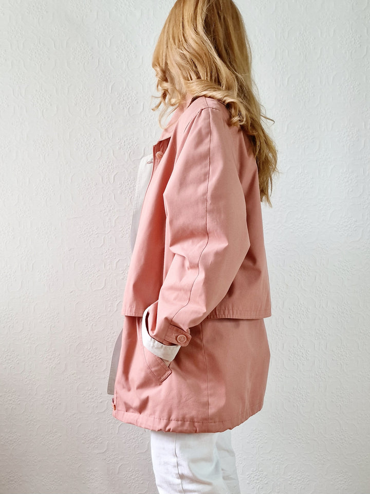 Vintage 80s Dusty Pink Lightweight Parka Style Jacket - M