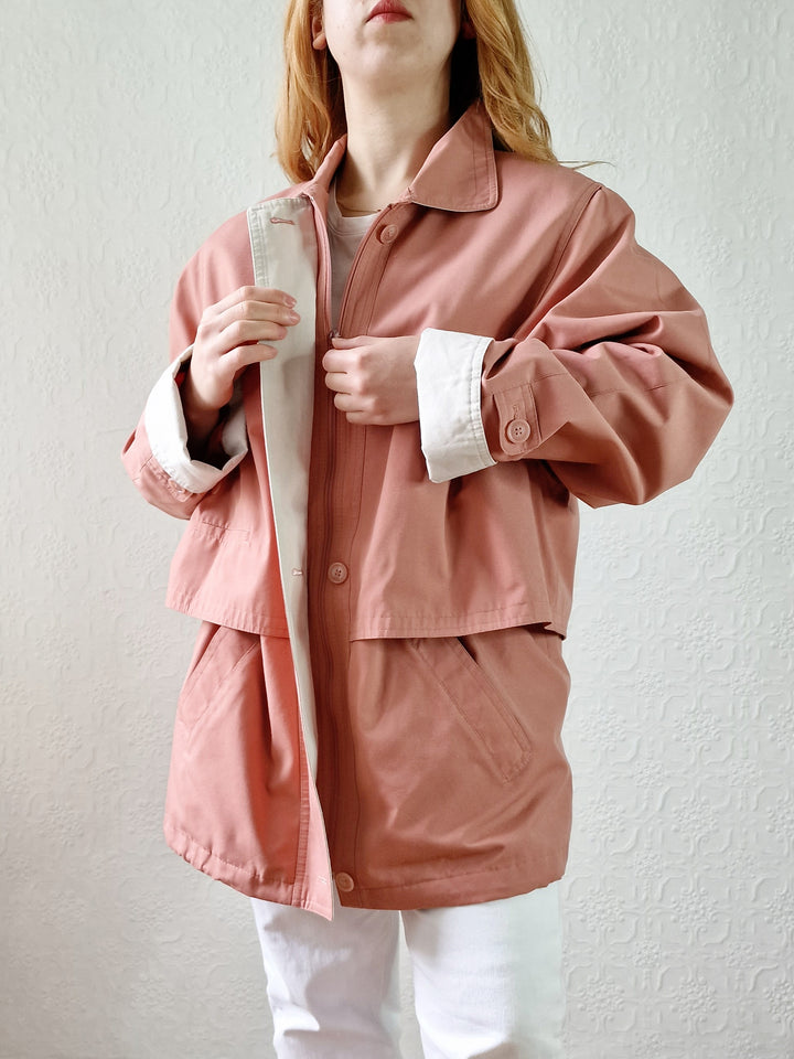 Vintage 80s Dusty Pink Lightweight Parka Style Jacket - M