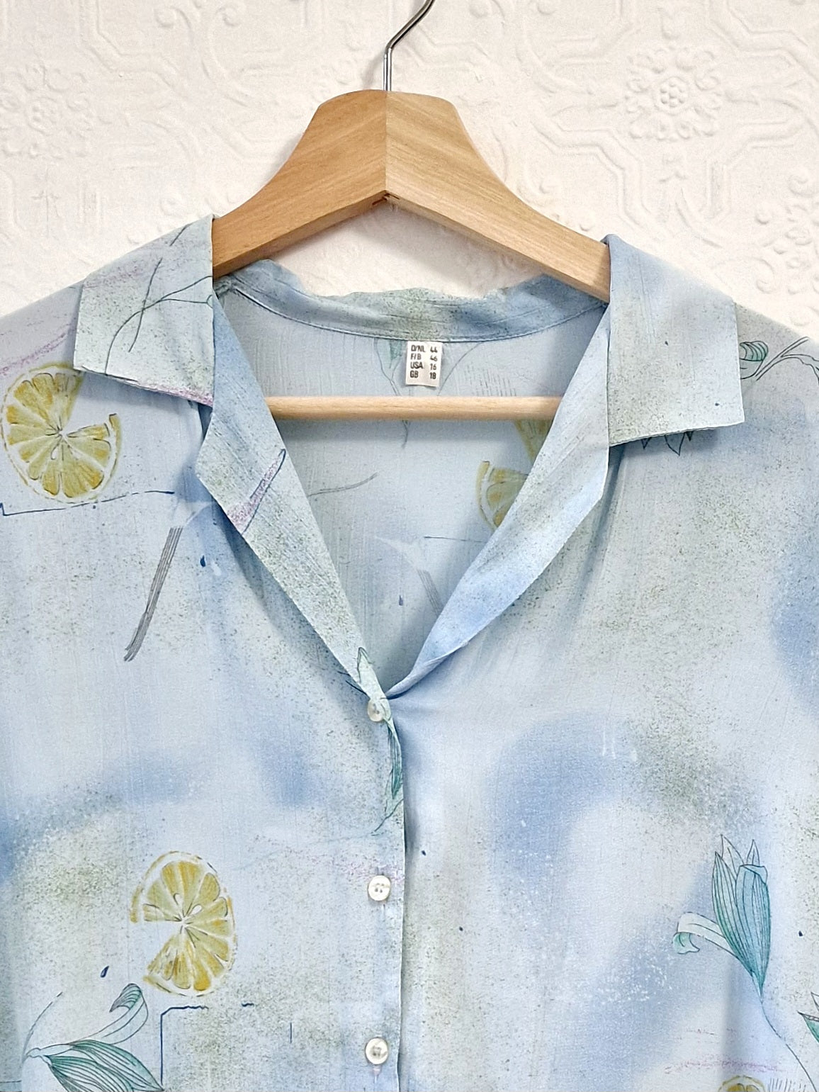 Vintage 80s Light Blue Blouse with Cap Sleeves - M