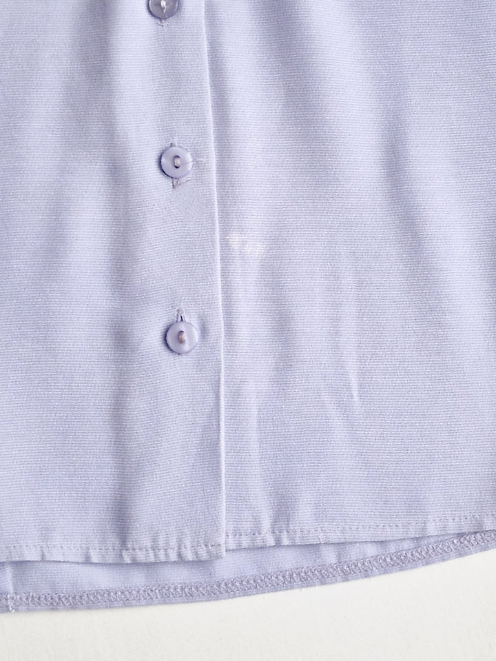 Vintage 90s Lilac Purple Button Down Half Sleeve Blouse - M/L