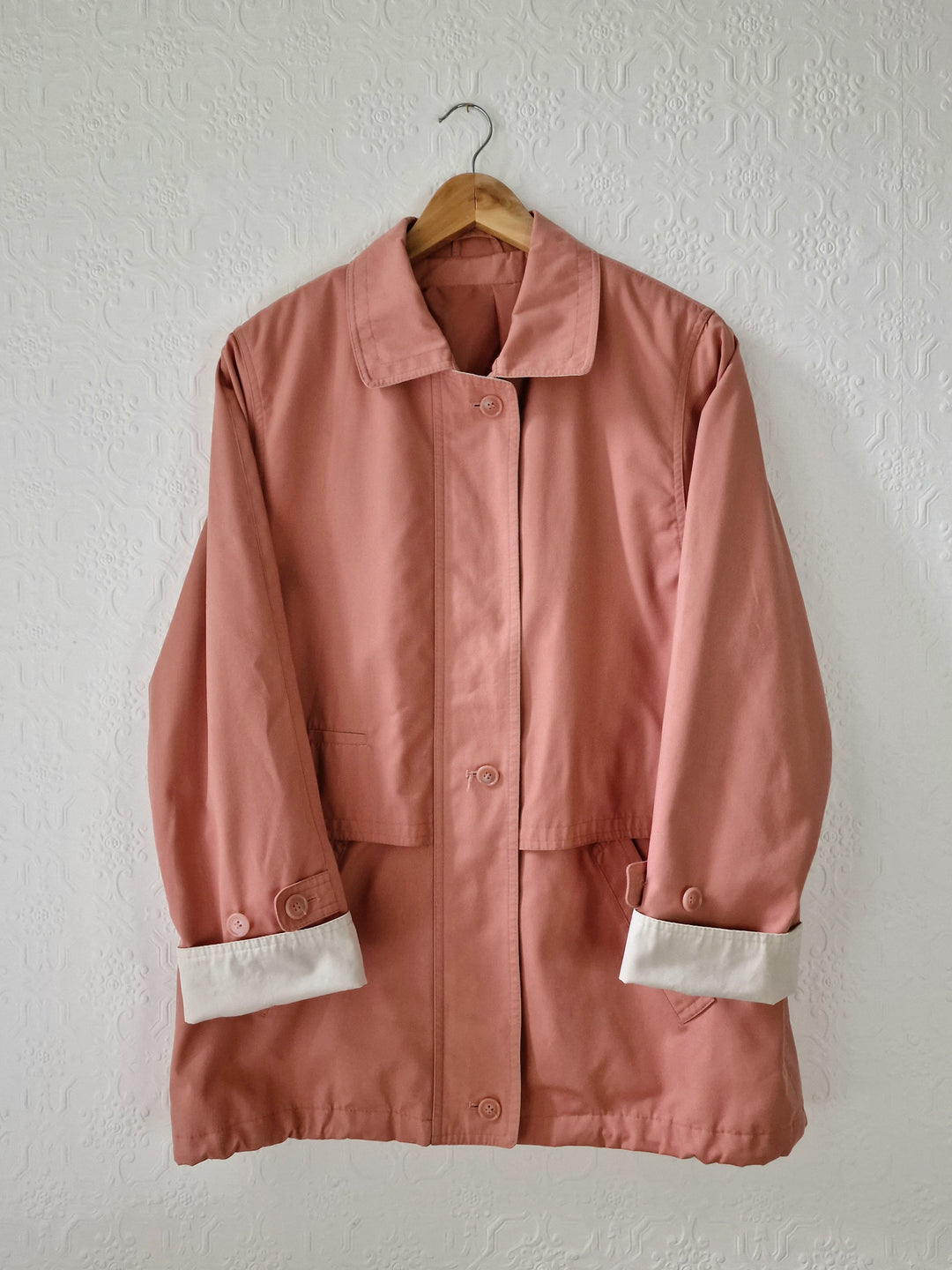 Vintage 80s Dusty Pink Lightweight Parka Style Jacket - M