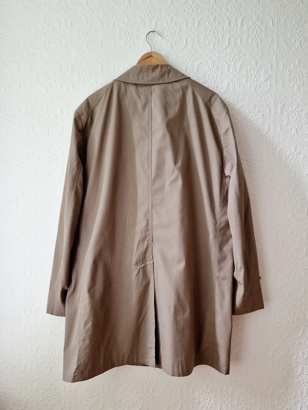 Vintage 90s Taupe Grey Single Breasted Trench - XL