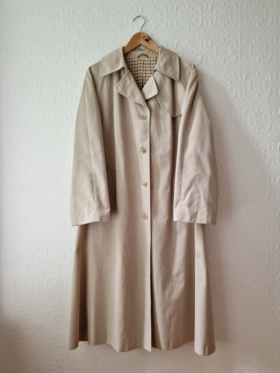 Vintage Light Beige Single Breasted Trench Coat - M/L