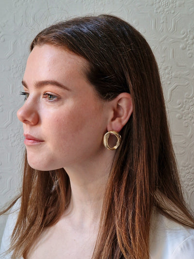 Vintage 80s Gold Plated Statement Stud Earrings