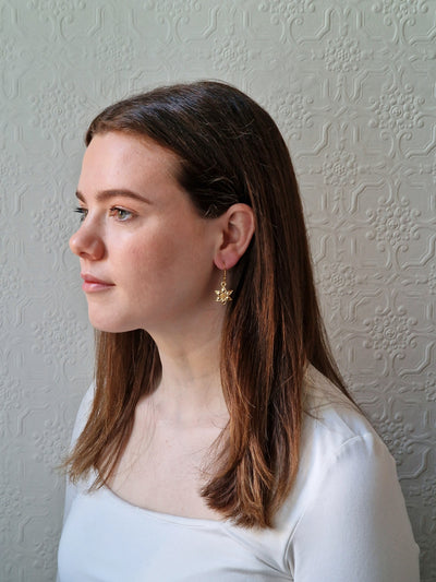 Vintage Gold Plated Drop Flower Earrings