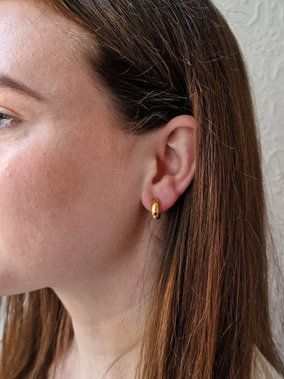 Vintage Gold Plated Minimal Micro Hoop Earrings