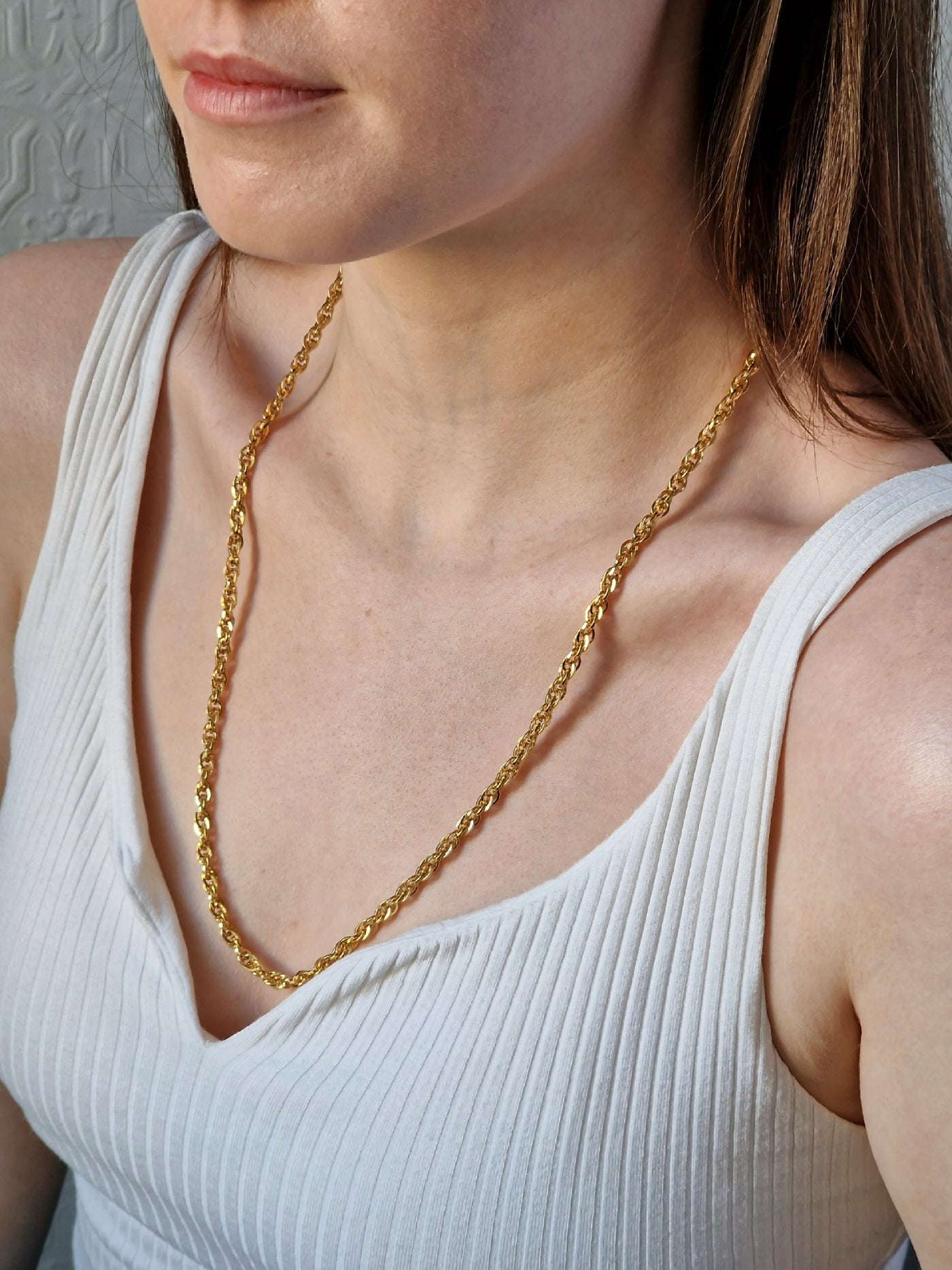 Vintage Gold Plated Wheat Chain Necklace 24"