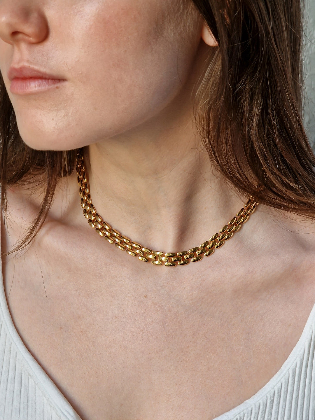 Vintage 80s Gold Plated Panther Chain Necklace