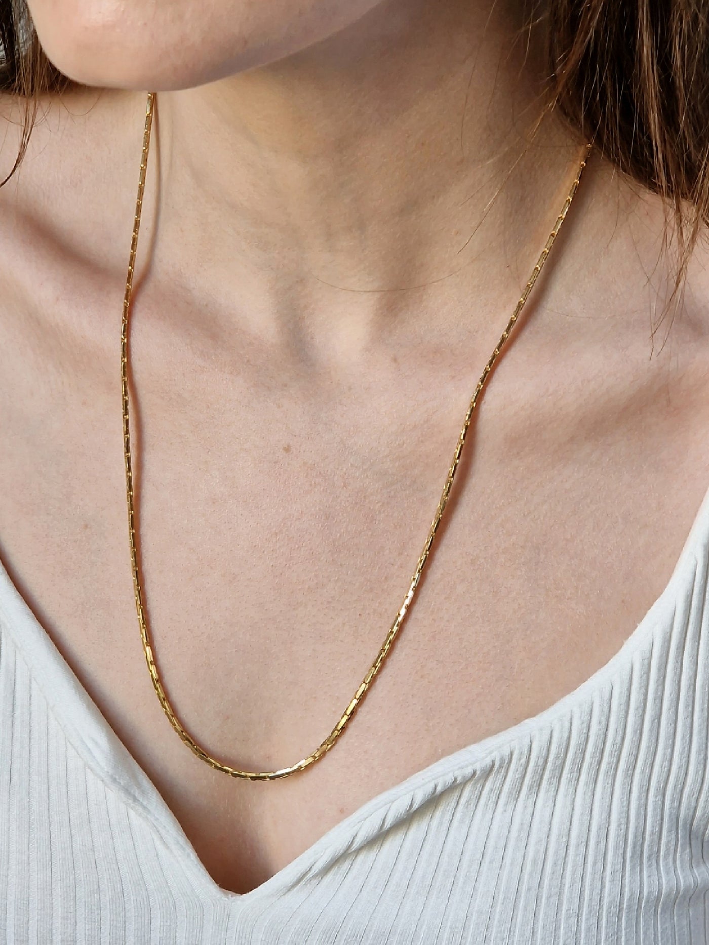 Vintage Gold Plated Flat Chain Necklace
