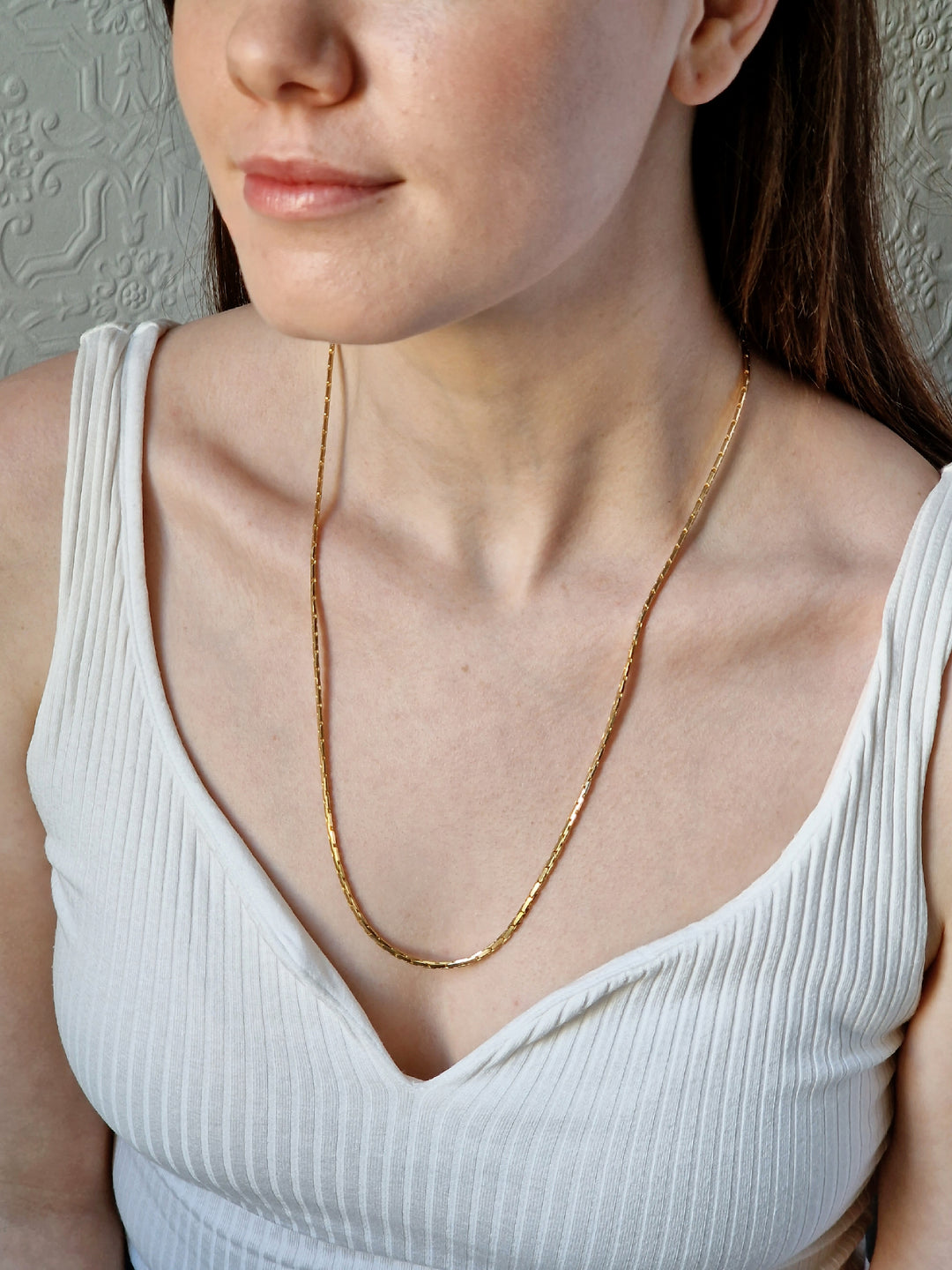 Vintage Gold Plated Flat Chain Necklace