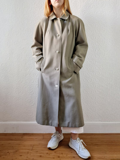 Vintage Khaki Green Single Breasted Trench Coat by Dannimac - S/M