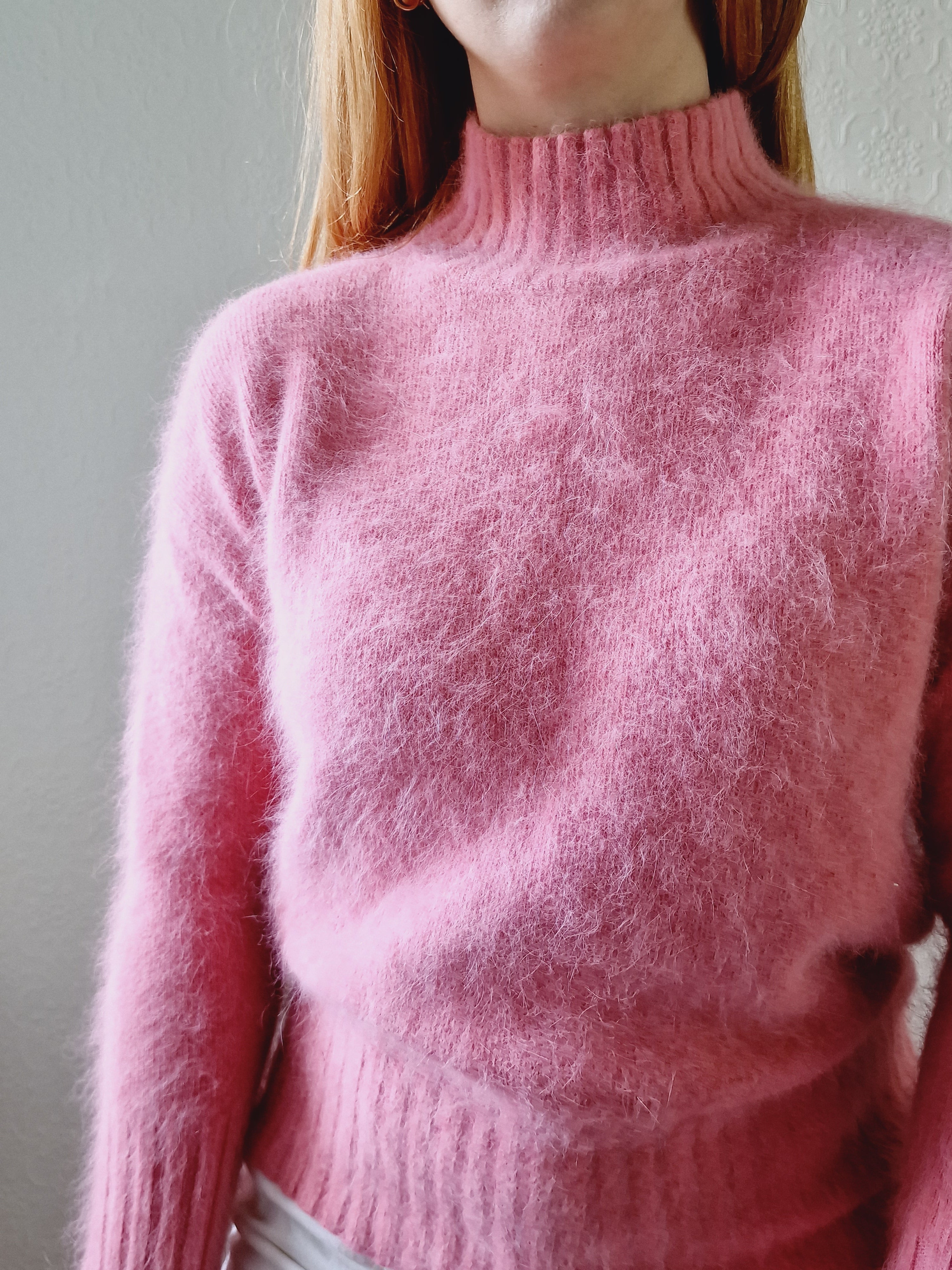 Pink angora jumper hotsell