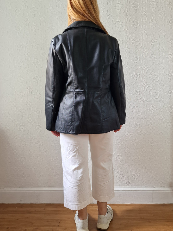 Vintage 90s Black 100% Genuine Leather Jacket - S