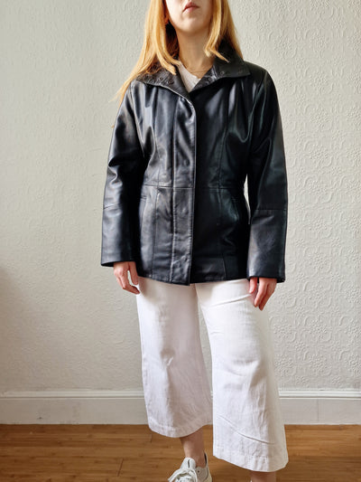 Vintage 90s Black 100% Genuine Leather Jacket - S
