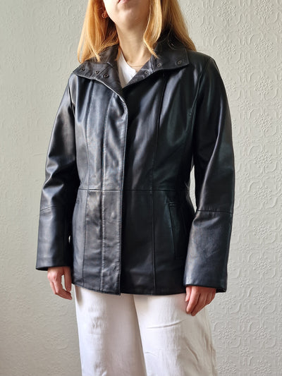 Vintage 90s Black 100% Genuine Leather Jacket - S