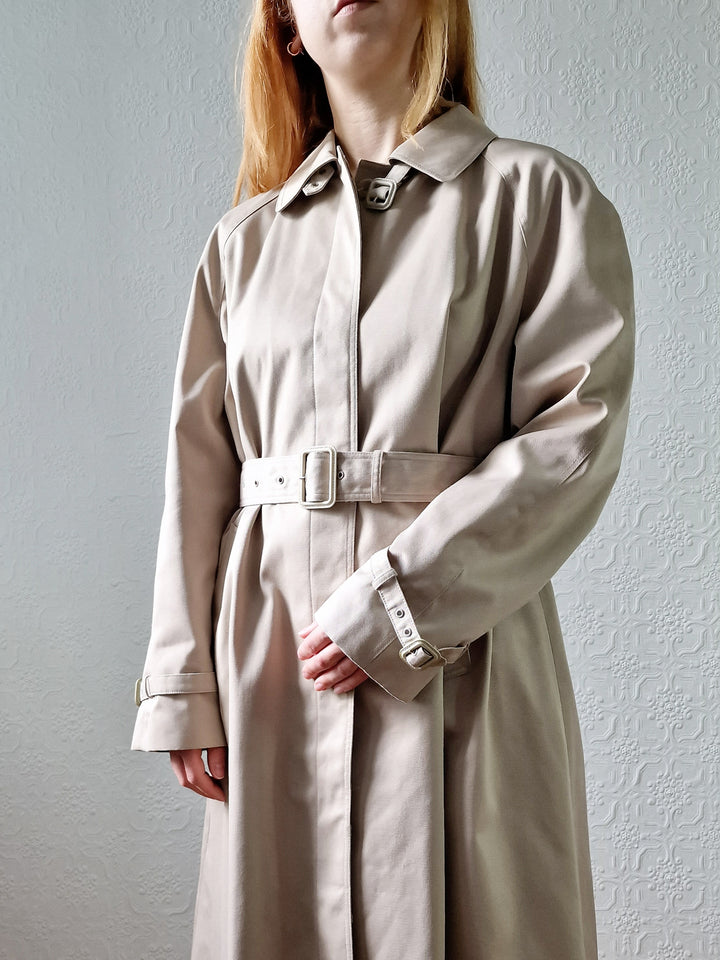 Vintage Light Beige Single Breasted Trench Coat with Belt by Dannimac - M