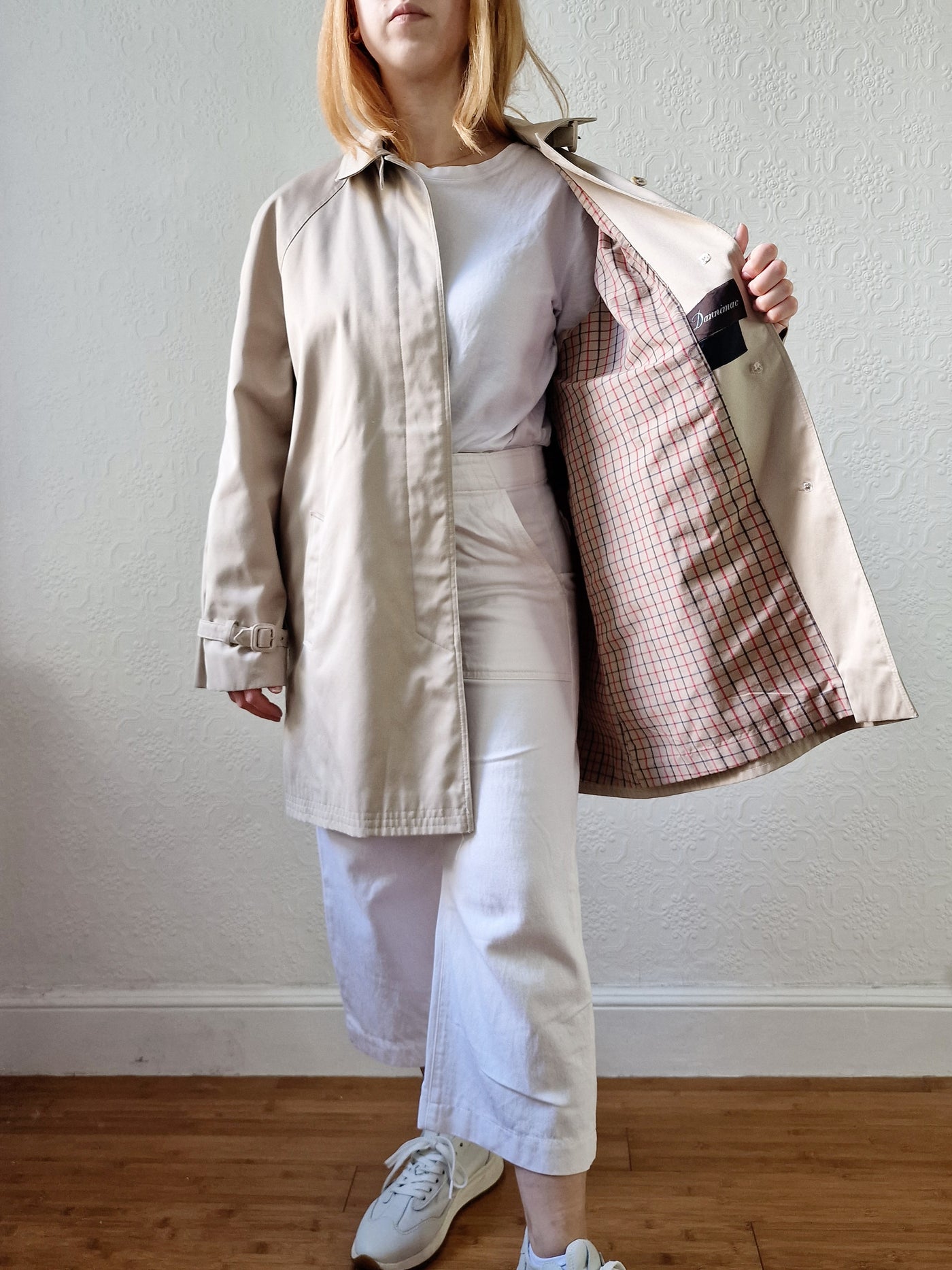 Vintage Light Beige Single Breasted Mid Length Trench Coat by Dannimac - M