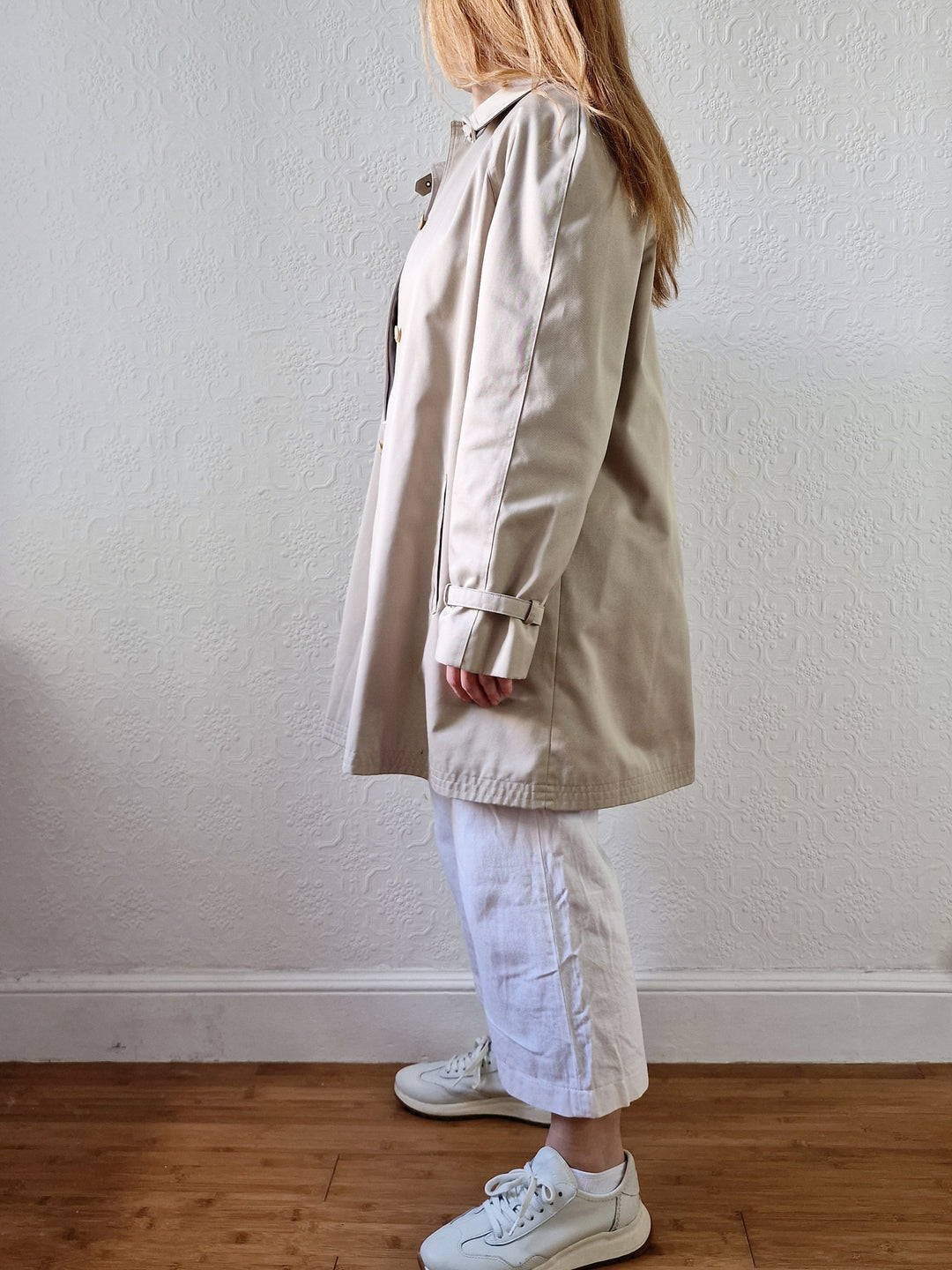 Vintage Light Beige Single Breasted Mid Length Trench Coat by Dannimac - M