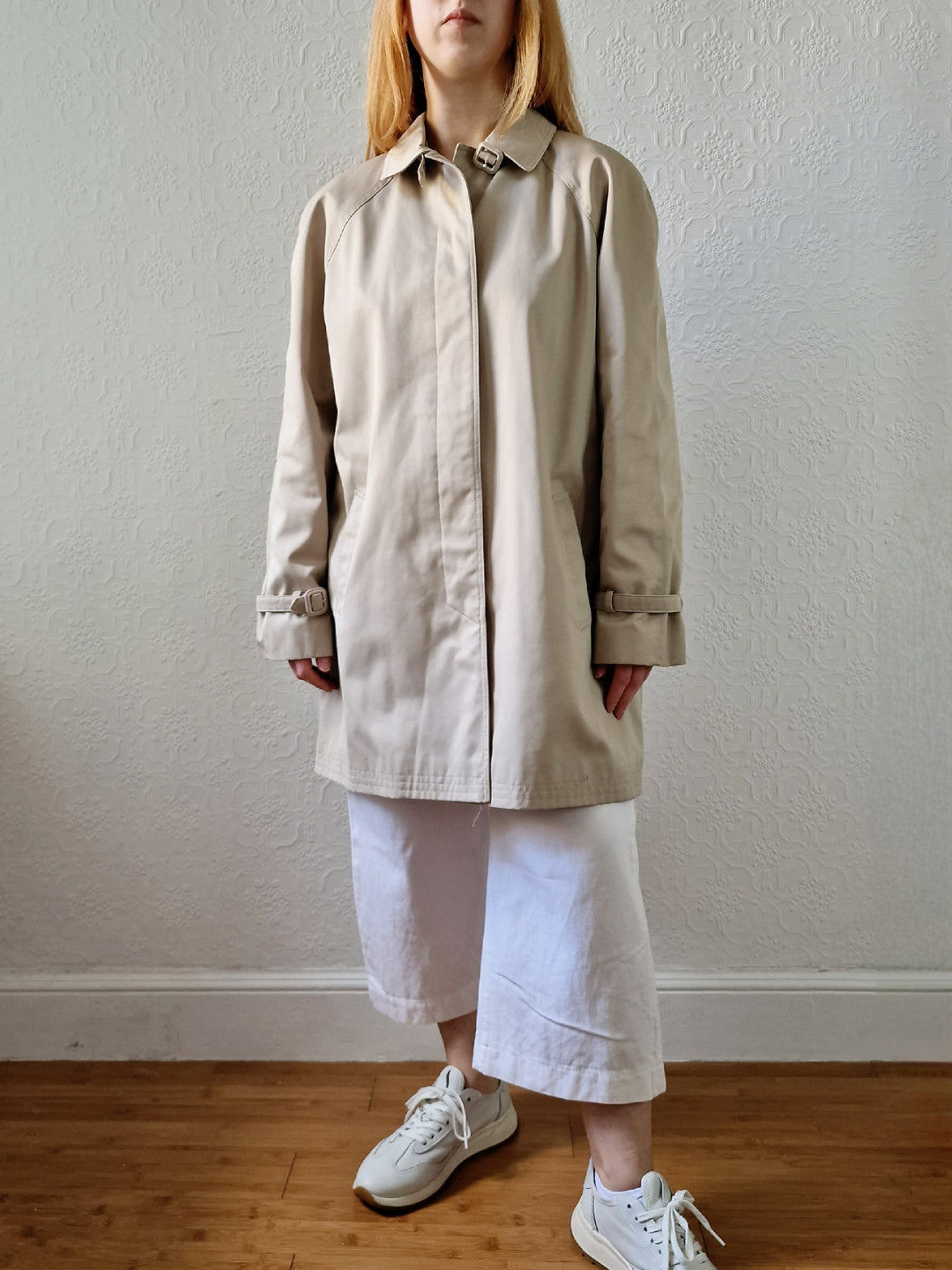 Vintage Light Beige Single Breasted Mid Length Trench Coat by Dannimac - M