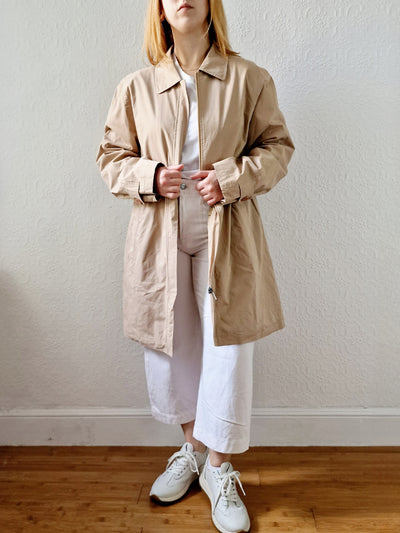 Vintage Beige Single Breasted Mid Length Trench Coat - M/L