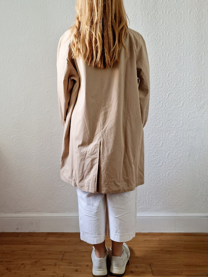 Vintage Beige Single Breasted Mid Length Trench Coat - M/L