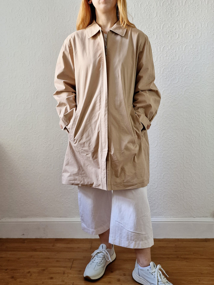 Vintage Beige Single Breasted Mid Length Trench Coat - M/L