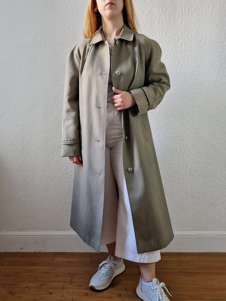 Vintage Khaki Green Single Breasted Trench Coat by Dannimac - S/M